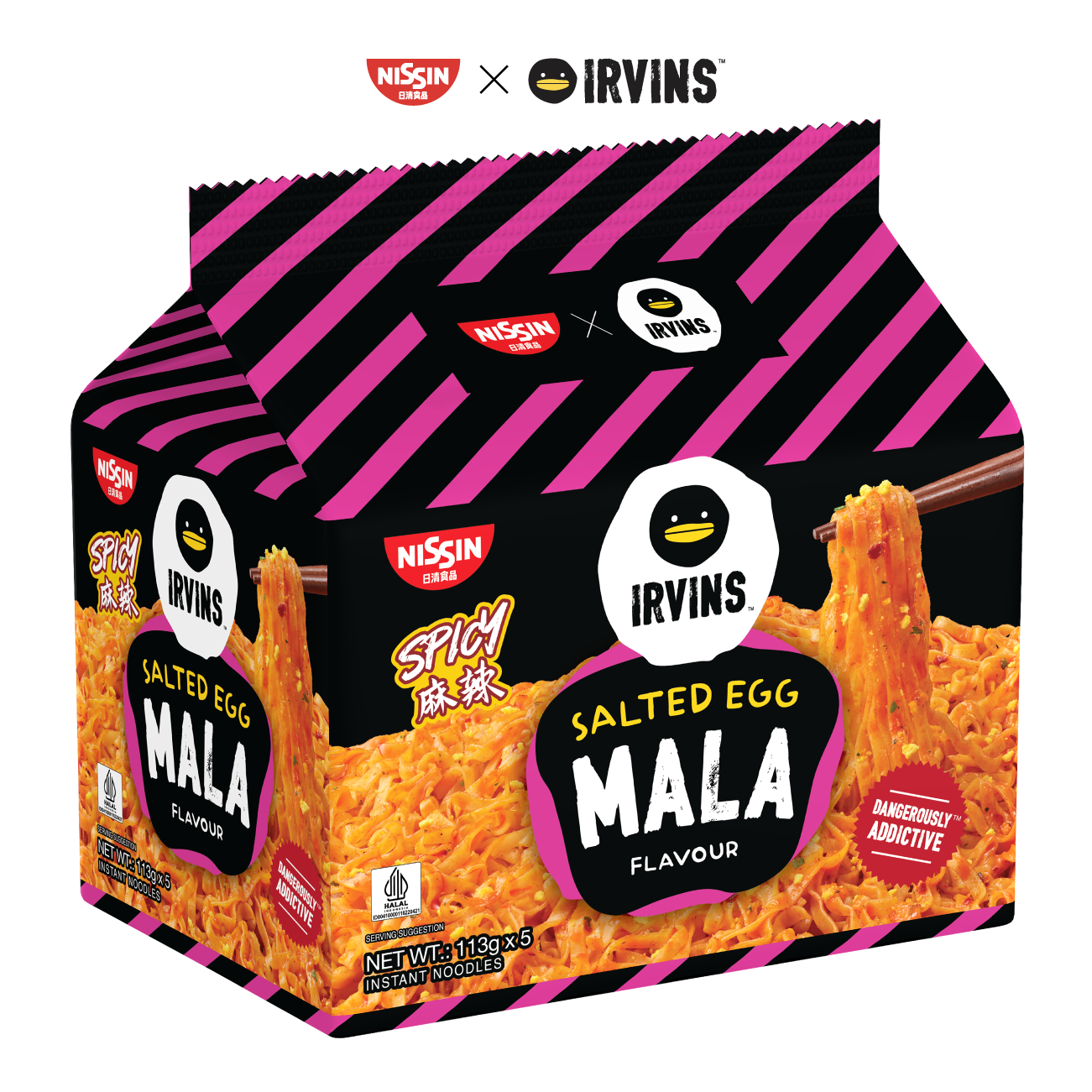 NISSIN x IRVINS Mala Salted Egg Instant Noodle Packet