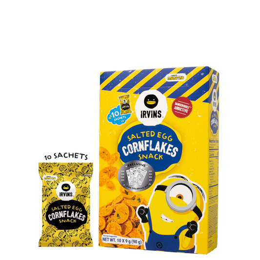 IRVINS x MINIONS Salted Egg Cornflakes Snack 90g (10 sachets x 9g) with Coloring Kit