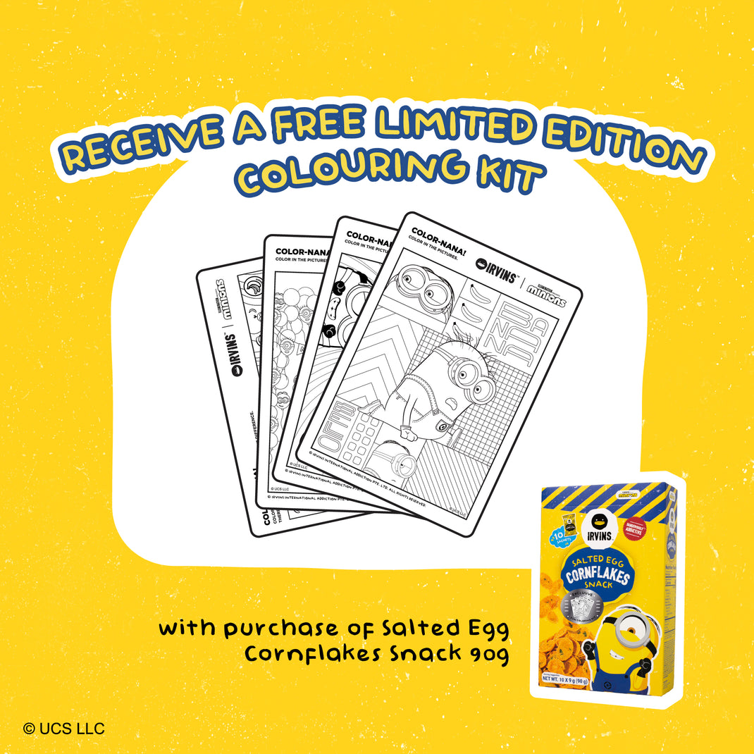 IRVINS x MINIONS Salted Egg Cornflakes Snack 90g (10 sachets x 9g) wit