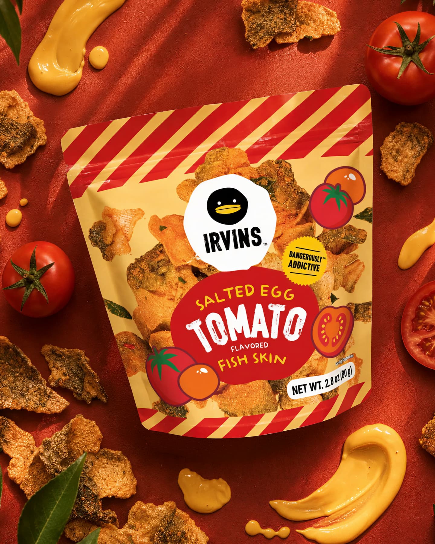 IRVINS Salted Egg Tomato Flavoured Fish Skin (80g)