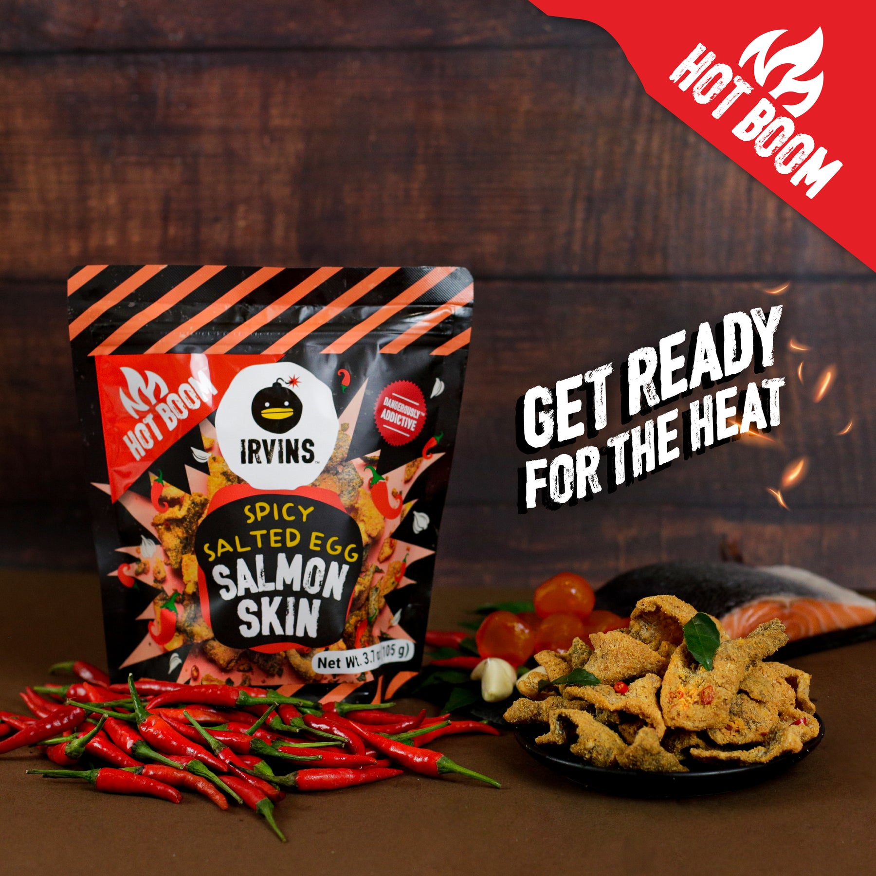 IRVINS Hot Boom Salted Egg Salmon Skin Small (105g)